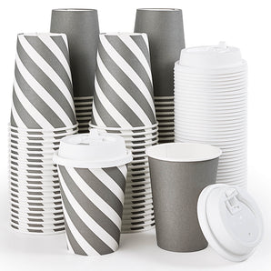 (Wholesale)  12oz Disposable Drinking Cups with Lids