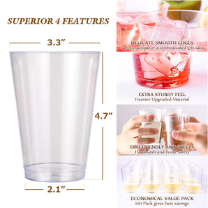 16 oz 100 pack Disposable Clear Plastic Cups Tumblers