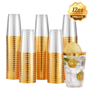 12 oz 100 pack Gold Plastic Cups for Party