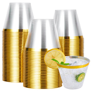 9 oz 100 Pack Gold Plastic Cups For Party