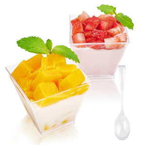 2oz 100 pack Square Mini Dessert Cups with Spoons