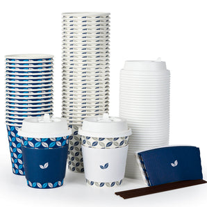 (Wholesale) 10 oz Printed Paper Drinking Cups with Lids