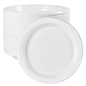 9 inch 120 Count Disposable White Round Dinner Plates
