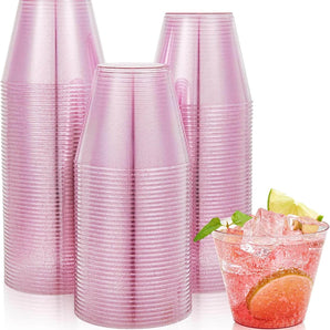 (Wholesale)  9 oz Purple Glitter Plastic Cups for Party