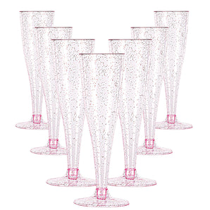 4.5 oz 100 pack Purple Glitter Plastic Champagne Glasses