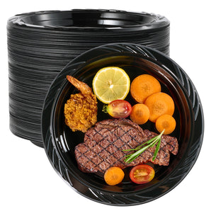 (Wholesale)  9 in Black Dinner Plates for Party, Dinner