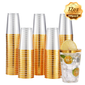 (Wholesale)  12 oz Champagne Gold Plastic Cups