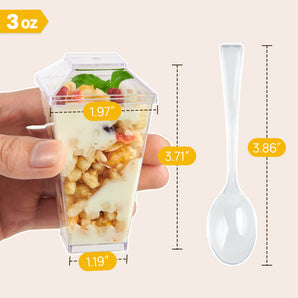 3 oz 100 pack Mini Dessert Cups with Spoons and Lids