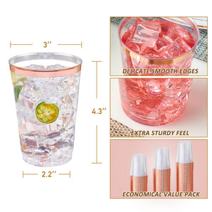12 oz 100 Pack Rose Gold Plastic Cups for Party