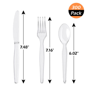 7.1in Forks, 6in Spoons, 7.5in Knives,300 pack set for Party