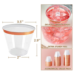 9 oz 100 pack Disposable Rose Gold Plastic Cups