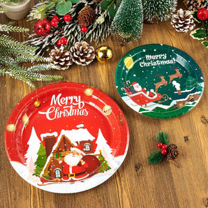 7+9in 60 PCS Christmas Paper Plates Set