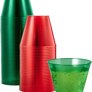 9 OZ 50 Pack Clear Plastic Cups Tumblers in Assorted Colors