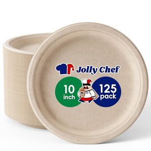 10 Inch 125 Pack Eco-Friendly Disposable Paper Plates