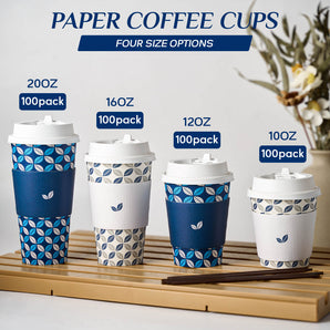 (Wholesale) 10 oz Printed Paper Drinking Cups with Lids