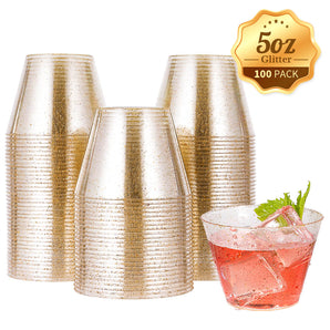5 oz 100 Pack Glitter Plastic Cups for Parties