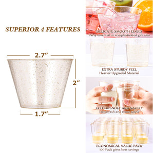 5 oz 100 Pack Glitter Plastic Cups for Parties