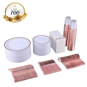 (Wholesale) Rose Gold Disposable Dinnerware for Party