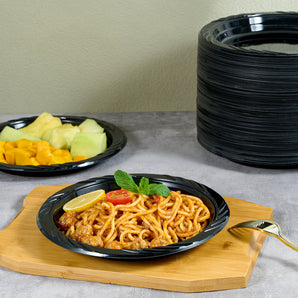 (Wholesale)  9 in Black Dinner Plates for Party, Dinner