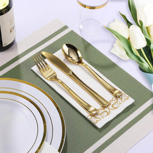 (Wholesale)  Disposable Gold Dinnerware Set for Party