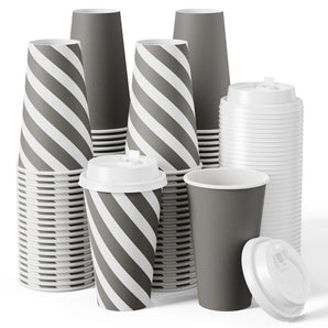 16 oz 100 pack Disposable Drinking Cups with Lids