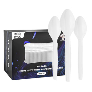 (Wholesale) White Disposable Plastic Cutlery Set Spoons