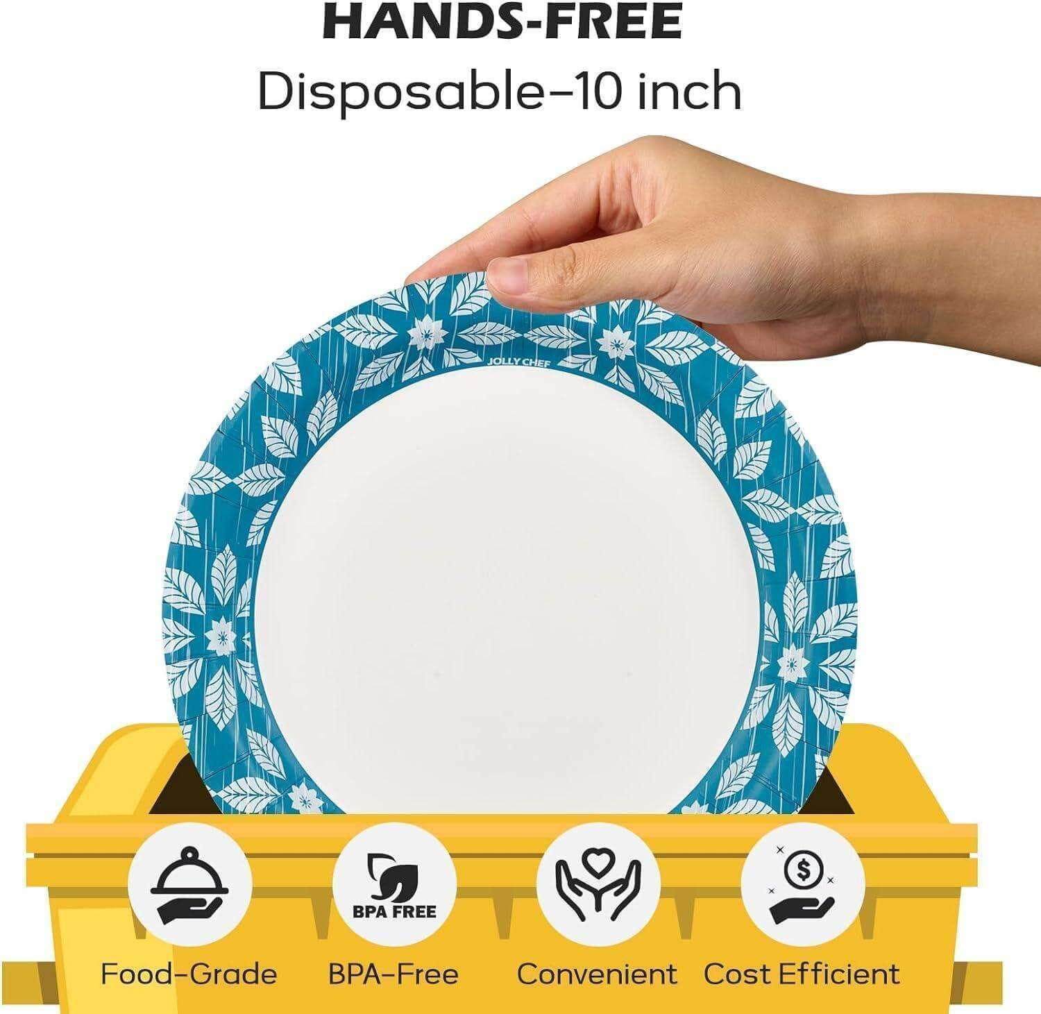 10 inch 140 pack Paper Plates Safe for Everyday Use JOLLYCHEF