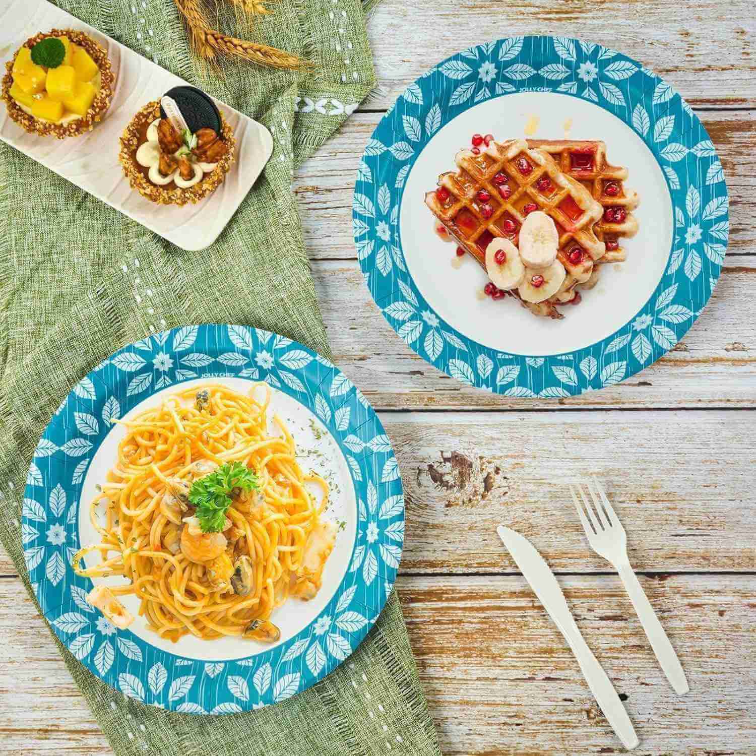 10 inch 140 pack Paper Plates Safe for Everyday Use JOLLYCHEF