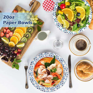 20 oz 160 pack Printed Disposable Bowls for Dinner